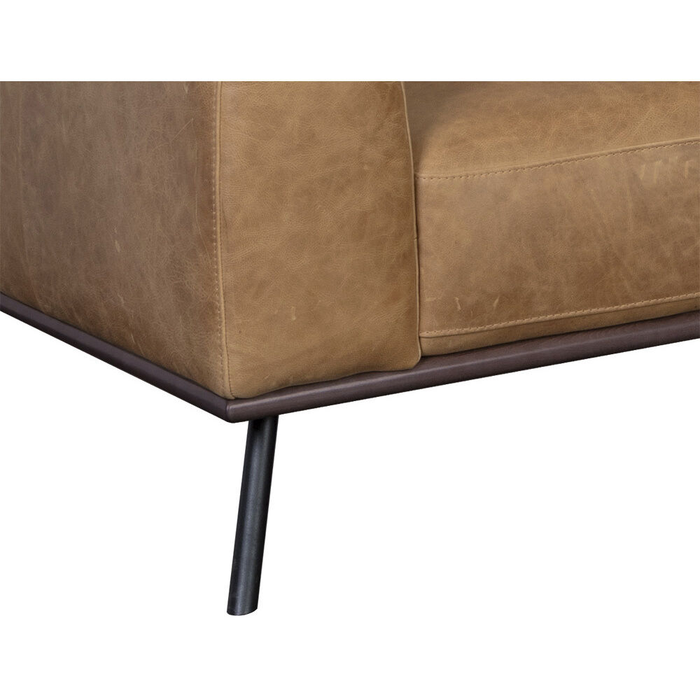 Brandi Camel Leather Sofa Chaise, RAF